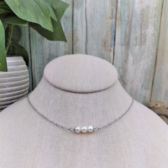 Cultured Pearl Silver Tone Chain Necklace - Picture 2 of 4